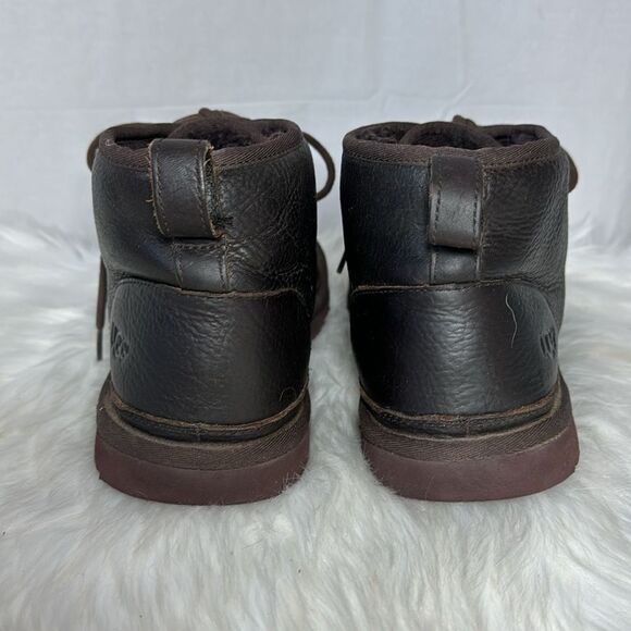 UGG Neural Dark Tea Brown Textured Leather Chukka Boots Sz 13 - Picture 4 of 7